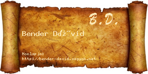 Bender Dávid névjegykártya